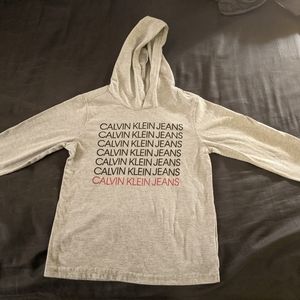 Kids hoodie grey too with Calvin Klein logo